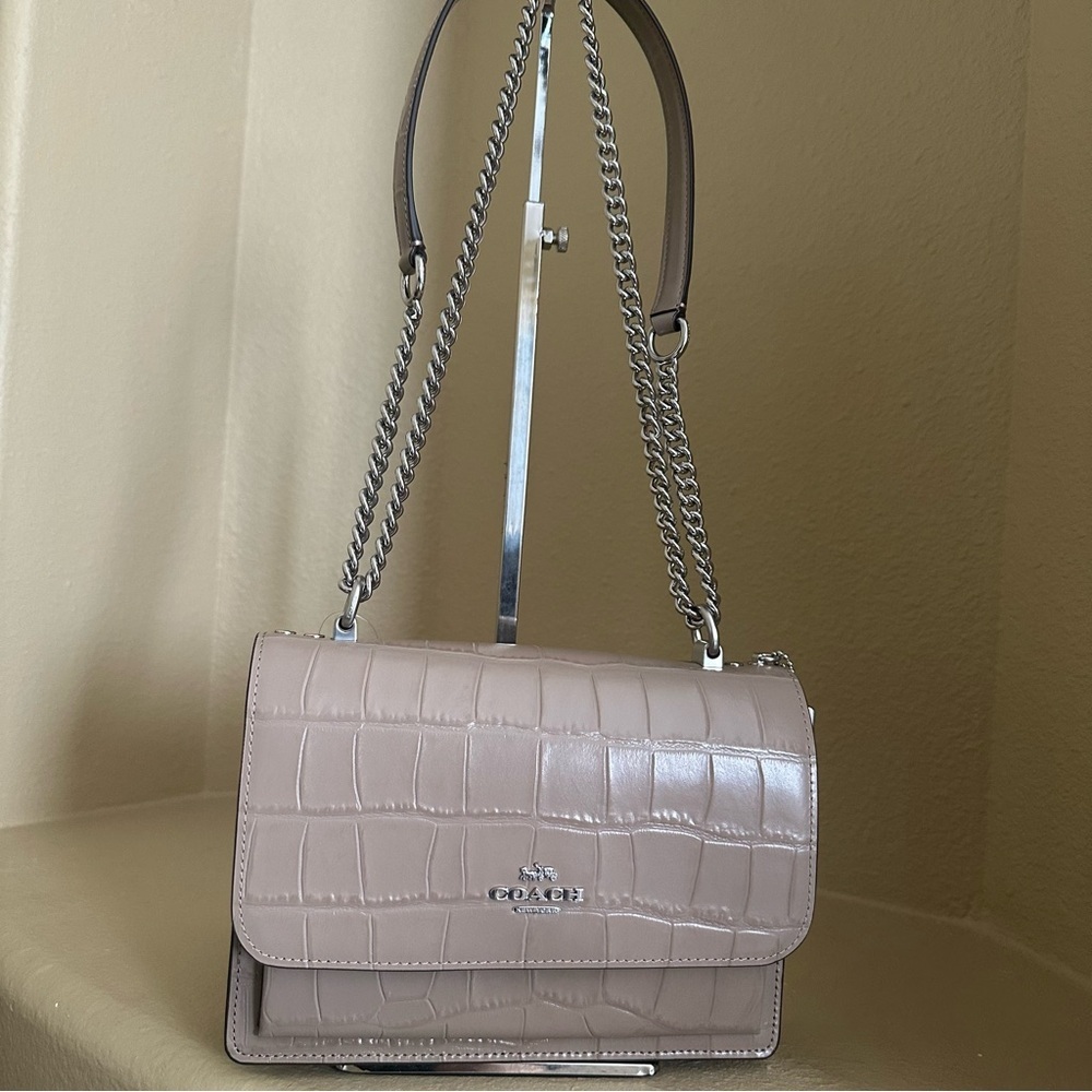 Coach Klare Beige Croc-Embossed Crossbody shoulder Bag - Picture 15 of 15